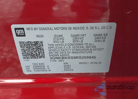 2024 Chevrolet Blazer Awd Rs from USA, damaged, VIN 3GNKBKRS9RS259845